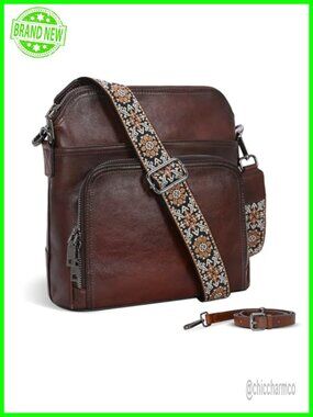Leather Crossbody Bag with Built in Wallet Convertible Strap Women Purse Handbag